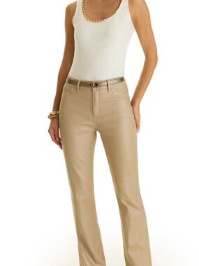 The NOLI Shop Champagne High-Rise Coated Aria Jeans